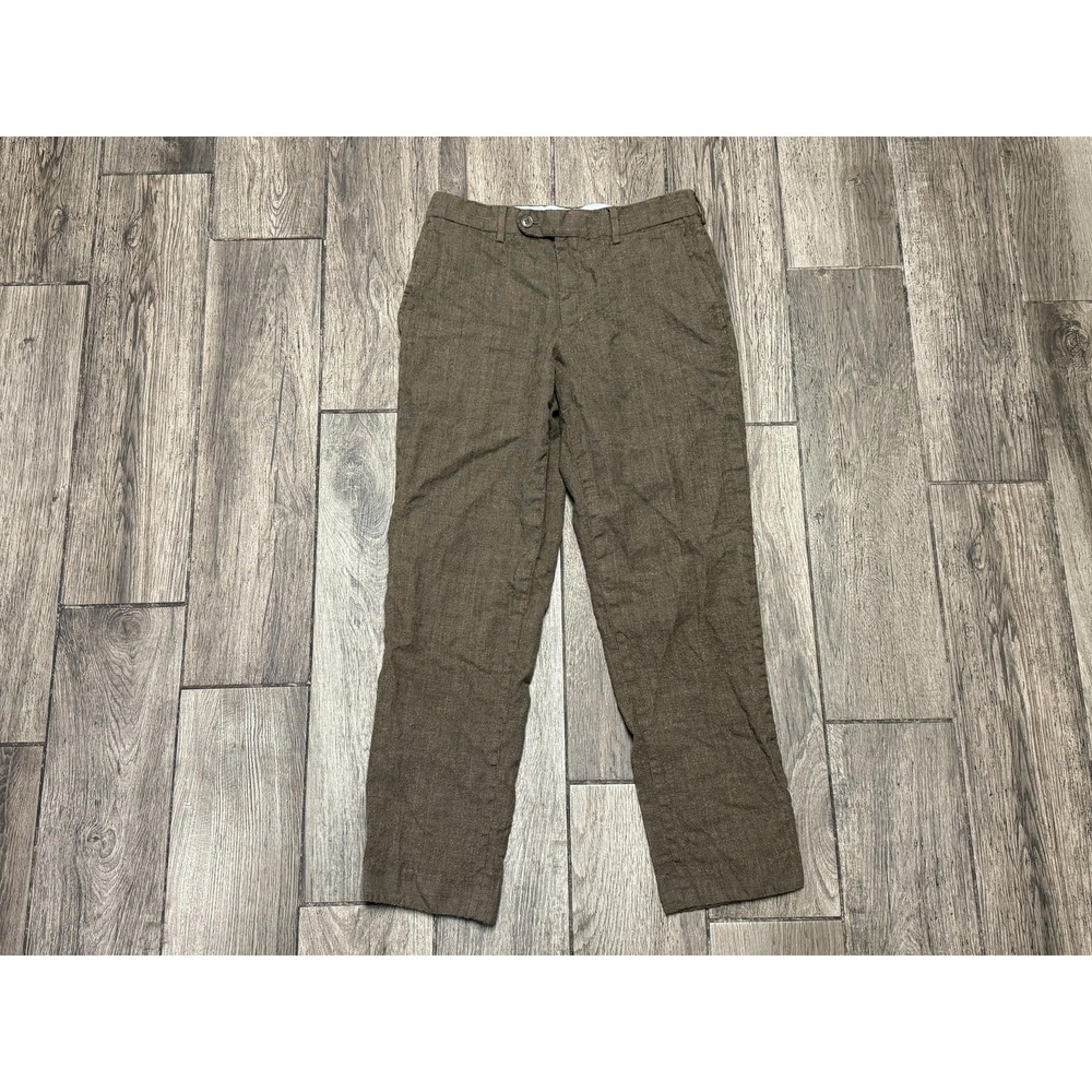 Santorelli Pants Mens 32 Tobacco Wool Stuart Dress Trousers Flat Front Lined